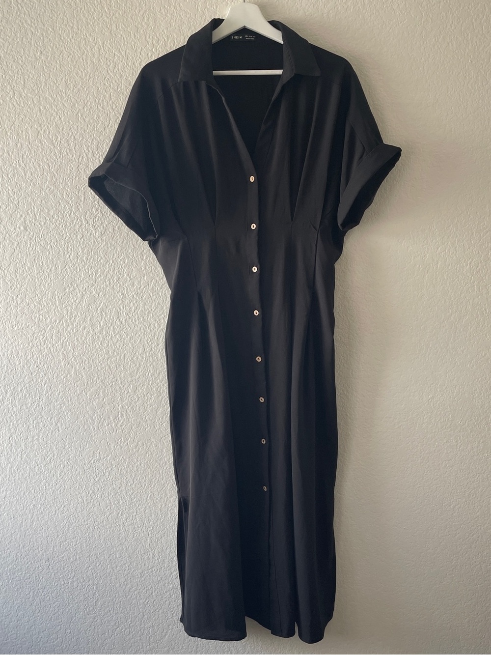 SHEIN Black Button-Front Shirt Dress